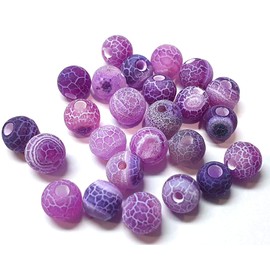 Gemstone Beads 4 mm Agate Stone Matt Set Ball Natural Stone Frosted Agate Pearl Semi-Precious Stone Gemstone Bead with Hole for Threading Jewellery Beads (Purple)