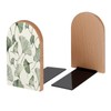 Buyidec Book Ends Gingko Leaf Wood Bookends for Shelves to