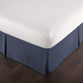 Southshore Fine Living, Inc. Twin Size Bed Skirt, 14-Inch Drop Pleated Bed Skirt for Twin Mattress, Dust Ruffle for Twin Size Bed, Dark Blue