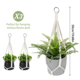 VIDSTW 3 Stück 50 cm Makramee Blumenampel Hängeampel Innen Böhmischer Stil Handgewebt Blumenampel Hängend Innen Pflanzenhänger Hängeblumentöpfe für Wohnzimmer Balkon Decke Wand Fenster
