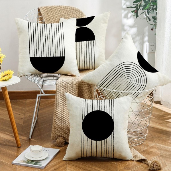 Sagielio Black and White Pillow Covers 18x18 Set of 4,