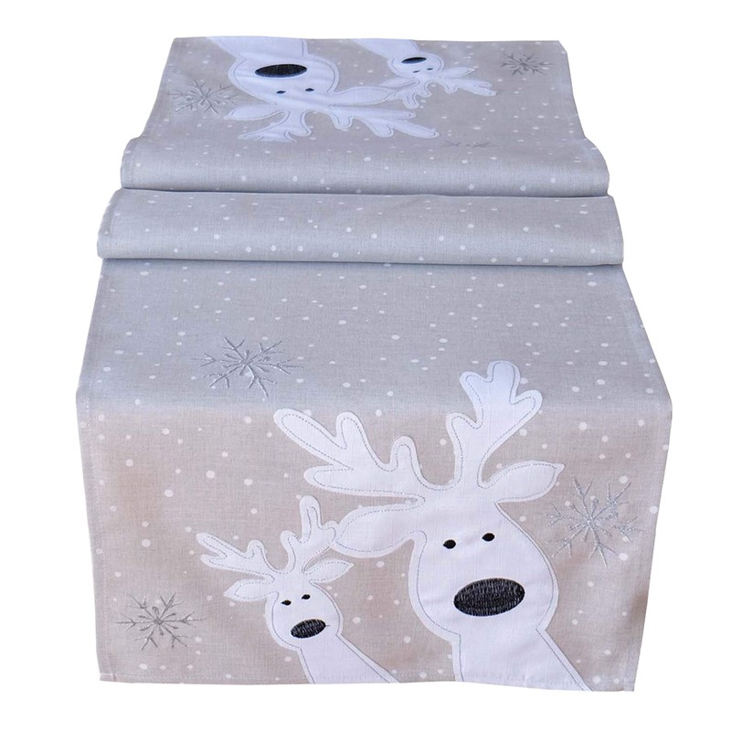 texpot Table Runner 40 x 140 cm Ecru White Silver