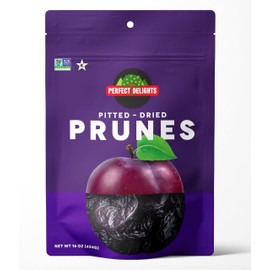Perfect Delights Organic Prunes, Vegan, Sun-Dried Pitted Prunes, Healthy Fruit Snack for Kids and Adults - Single Pack (16 oz)