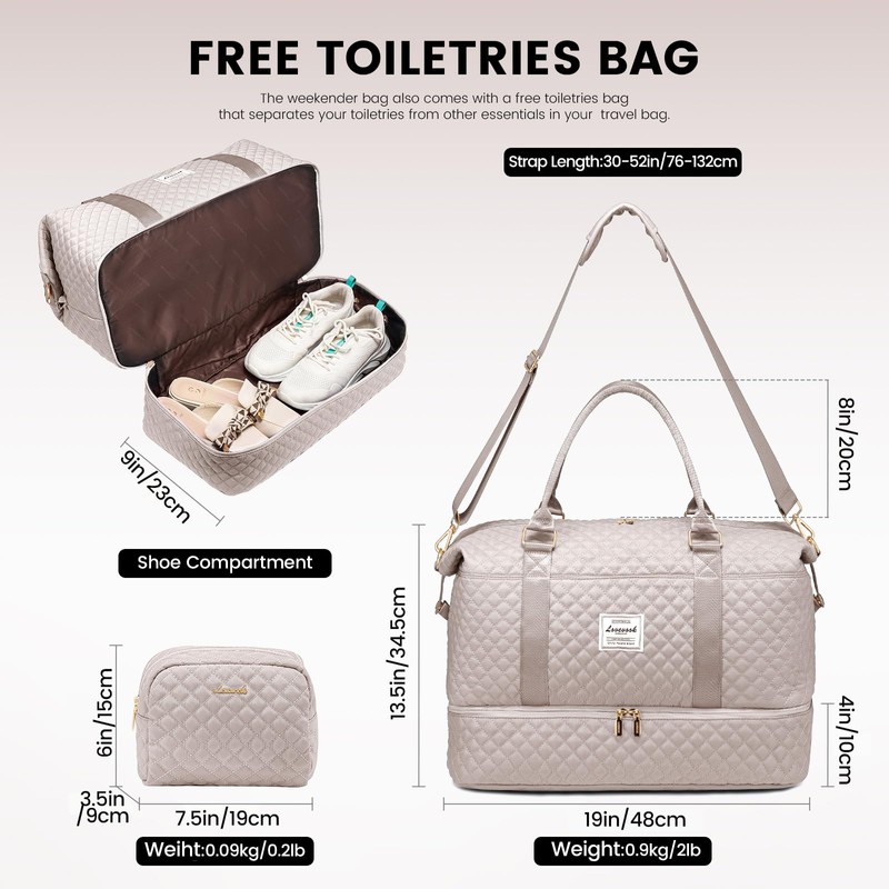 LOVEVOOK Women's Large Travel Bag with Shoe Compartment and Wet