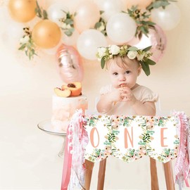 Birthday Decorations for Baby 1st Birthday High Chair Banner Garden Theme Party Supplies Photo Props