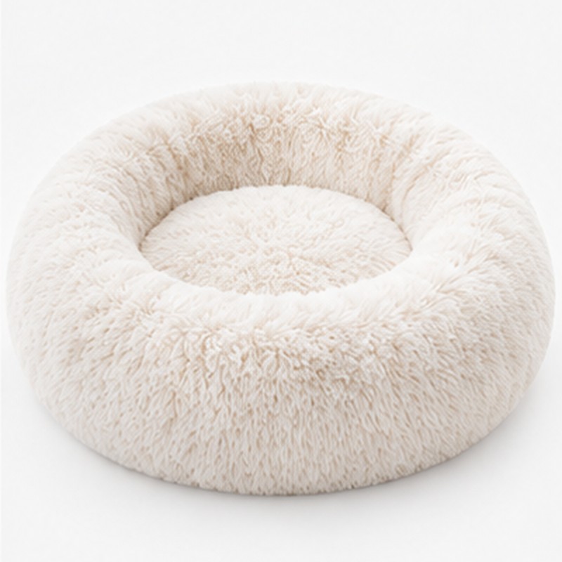 Round Plush Pet Bed for Dogs & Cats – Soft