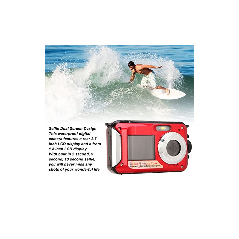 Waterproof Digital Camera, Full HD 2.7K 48MP 10ft Waterproof Underwater
