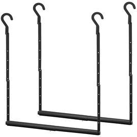 STORAGE MANIAC Adjustable Closet Rod Hanging Clothes Heavy Duty Closet Extender Hanging Rod Space-Saving Clothes Hanging Bar Double Closet Hanging Rod Hanging Closet Organizer Closet Bar,2 Pack Black