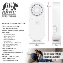 CSL - Fensteralarm Einbruchschutz - Türalarm - 120 dB lauter Signalton Alarmsensor - Tür und Fenster - 2er Set mit Batterien - Alarmanlage - Wohnmobil - Gartenhaus
