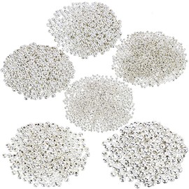 3000 Pcs Silver Plated Smooth Round Metal Beads Spacer Beads Crimp Beads Clamp End Stopper Beads Assorted Size 2-6 mm for Jewelry Making