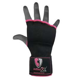 INFINIX SPORTS Guantes de gel para boxeo, para boxeo, vendas acolchadas elásticas debajo de los manoplas, envolturas rápidas para hombres y mujeres, protector de puños, ideal para entrenamiento de artes marciales mixtas (Rosado, Pequeño/Mediano)