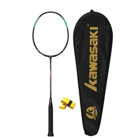 Professional Badminton Racket, Carbon Fiber Badminton Sets 5U Ultra-Light High Tension Racket with 2 Handgrips &1 Bag-1915 Pro Black (Strung)