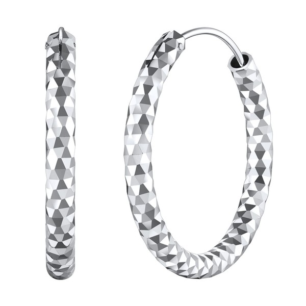FOCALOOK 925 Sterling Silver Hoop Earrings for Women, Circle Endless