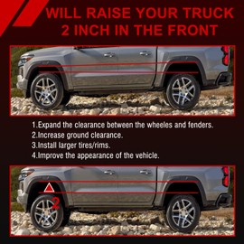 2 Inch Front Leveling Kit, Compatible with 2WD Ford F-250 F-350 Super Duty 1999-2022, Excursion 2000-2005, 2" Lift Spacers with 3/4" Stud Extenders