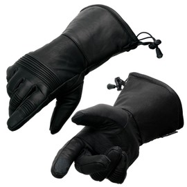 Milwaukee Leather SH294 Men's Black Leather Waterproof Gauntlet Gloves with Stretch Knuckles - X-Large