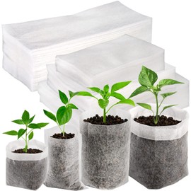 Yesland 1100 Pcs Degradable Non-Woven Plant Nursery Bags - Fabric Plant Seeding Bags Plant Grow Bags - 4 Assorted Sizes Nursing Growing Pouch for Vegetable, Flower, Plant Grow