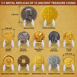 PIBEX Pirate Treasures Dig Kit – Excavate 16 Ancient Metal Coins (Gold/Silver/Bronze), Fool’s Gold & Charms – STEM Toy & Necklace Making Kit for Kids Ages 6-12, Great for Pirate Party Favors