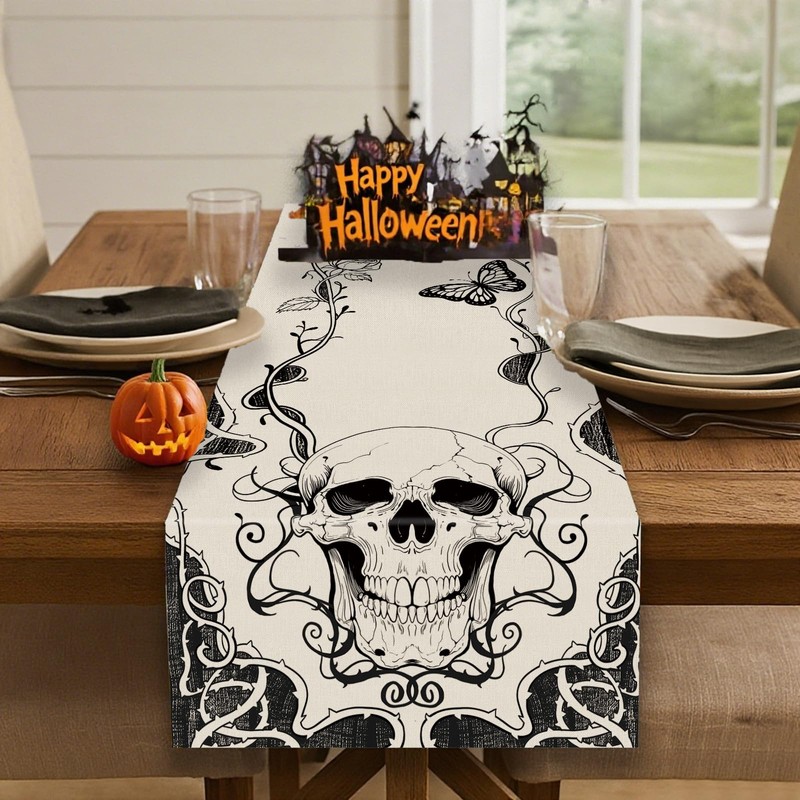Halloween Table Runner Gothic Skull Table Runners Seasonal Kitchen Dining