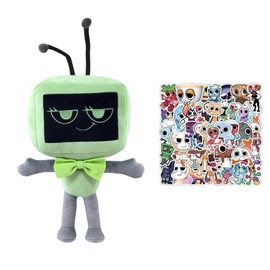 Dandy World Plush with 50pcs Sticker, Cute Plush Soft Stuffed Animal Pillow Adorable Plushies Toy Stuffed Doll Gift for Kids Fans Birthday Christmas Playtime Collectibles Ideal Game Enthusiasts