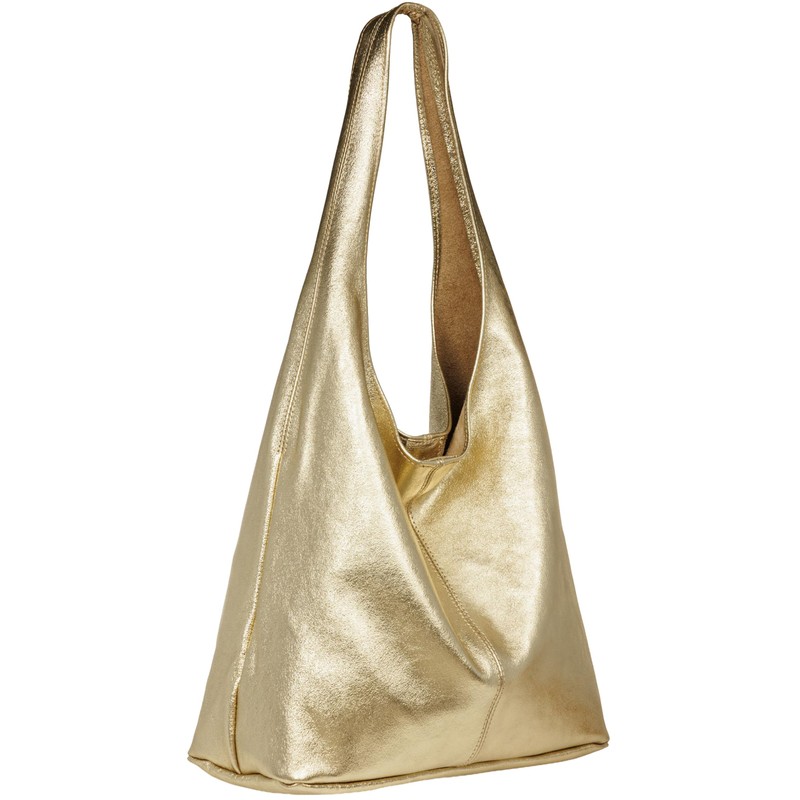 Caspar TL767 Large Leather Women’s Shopper Bag - Yellow -