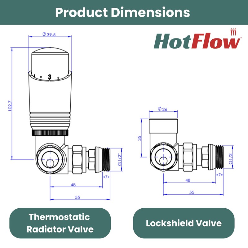 Hot Flow Satin Nickel Cascade Corner Modern TRV Thermostatic Radiator