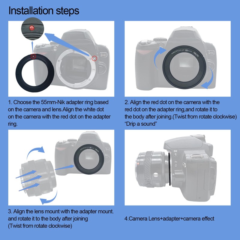 55mm Filter Thread Macro Reverse Mount Adapter Ring, for Nikon
