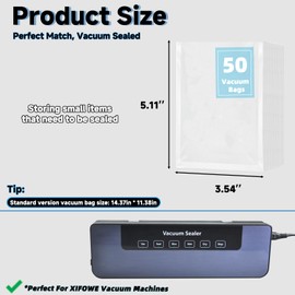 XIFOWE 50Pcs 3D Filament Storage Bags Electric Pump Kit, 3.54‘’ x 5.11’’ PET Dry Vacuum Sealer Bags for Storing Items, Excluding Vacuum Pumps