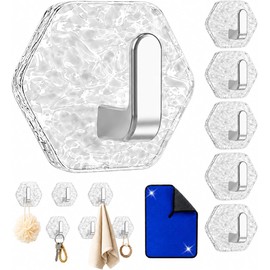 Ganchos Adhesivos Hexagonales Ripple Plateados Pack 5 - Organización Sin Taladro