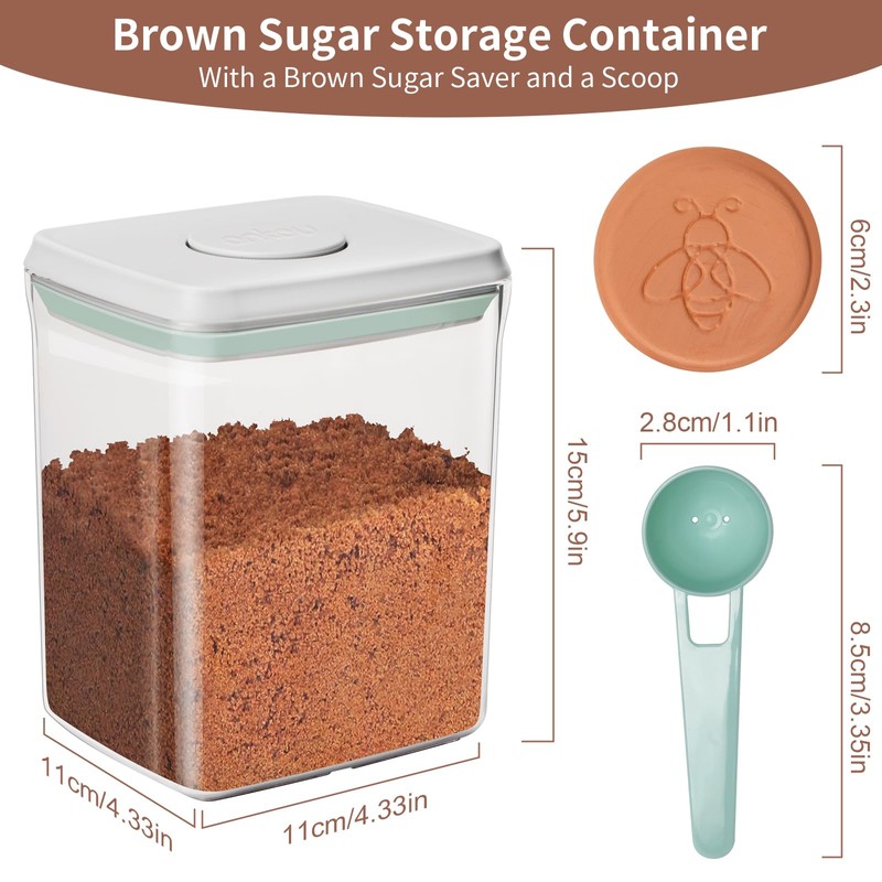 Mutclord POP Airtight Brown-Sugar Keeper-Container - 1.3Qt(42Oz/1.2L) Clear Jar |