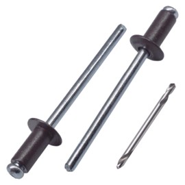 SKIR'CO Pack of 100 blind rivets painted 3.2 x 8 mm, aluminium pop rivets, drill included (grey brown RAL 8019)