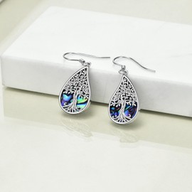 DAYLINLOVE Tree of Life Earrings 925 Sterling Silver Abalone Shell Tree Earrings Tree of Life Jewellery Gifts for Women
