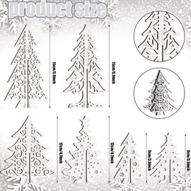 Maitys 12 Pcs Wooden Christmas Trees Tabletop Decor Wood 3D Christmas Trees Xmas Centerpieces Table Wooden Signs Farmhouse Tiered Tray Home Decor for Winter Home Office Farmhouse(Tree)