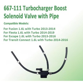 ASTROSYNC 667-111 Turbocharger Boost Solenoid Valve with Pipe Fit for Ford 2013-2015 Fusion 2013-2016 Escape 2014-2019 Fiesta 2014-2016 Transit Connect 1.6L Turbo, Replace# CJ5Z-9K378-B CJ5Z-9K378-A