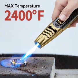 ZQMW Torch Lighter, Butane Lighter, Adjustable Big Jet Flame Butane Torch, Windproof Refillable Gas Long Torch Lighter with Safety Lock for Candle Grill Camping BBQ Kitchen Soldering, Gas Not Included