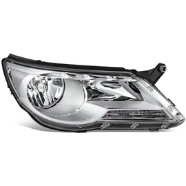 Auto Dynasty Factory Style Halogen Headlight Lamp Compatible with VW Tiguan 2009-2011, Passenger Right Side, Chrome Housing Clear Corner
