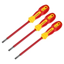 uxcell 3pcs 1000v Insulated Electrician Screwdriver 6x150mm CR-V Magnetic Slotted Flat Head Insulation Screwdrivers