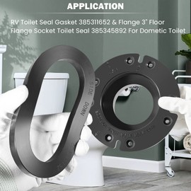 sevencow 3" Socket Toilet Floor Flange Kit & 385311652 RV Toilet Seal Gasket for Dometic Toilet Replaces 385311652 Seal 385345892 Flange RV Toilet Parts
