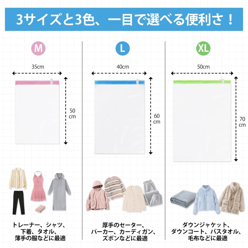 Hoxhyon Compression Bags, Travel Clothing Compression Bags, 12 Pieces, Approximately