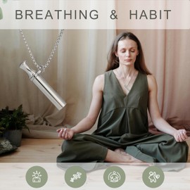 Anxiety Breathing Necklace Mindfulness Meditation Stainless Steel BreatheNecklace for Stress Reduction & Natural Calm Unisex Jewelry Gift for Women & Men, Normal, Stainless Steel, No Gemstone