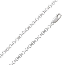 Designer Inspirations Boutique 22" Inch Sterling Silver 3.3 mm Thick Round Large Link Belcher/Rolo Chain Necklace for Men Women Unisex - Weight: 7.1 Grams