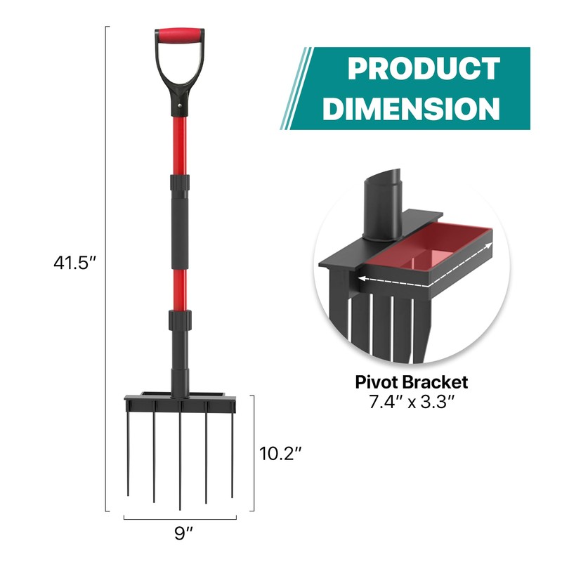 Pitch Fork for Garden, 5-Tine Heavy Duty Pitchfork for Loosening