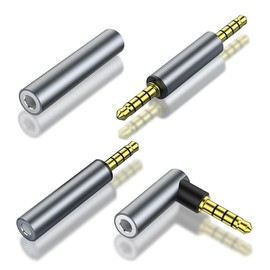 Wenxiaw 4 pieces audio adapter, 3.5 mm adapter, jack adapter, audio jack adapter, metal housing, jack plug adapter, headphone adapter, converter, jack plug for headset, audio headphones, microphone