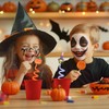 32 PCS Halloween Cartoon Themed Straws,Reusable Plastic Drinks Pumpkin Skull