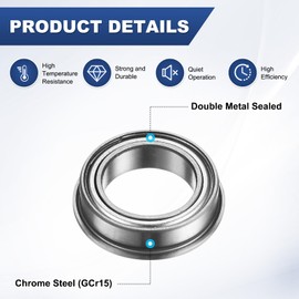 M METERXITY 4-Pack F6700ZZ Flanged Ball Bearing, 10 x 15 x 4mm Double Metal Shielded Chrome Steel (GCr15) Flange Rip Bearings for Wheelbarrow/Printer/Fax Machines/Power Tools