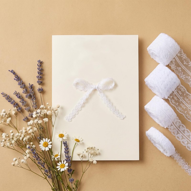 44 Yards White Lace Ribbon Crochet Lace Trim with Scalloped