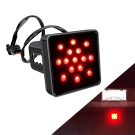 gunhunt 1 PC Car LED Brake Light, 2" Receiver 15 LED Super Bright Bayonet Tail Light Driving Brake Light with Wiring Harness, Plug and Play Tail Light Replacement Bulb, Universal for Trailer (Black)