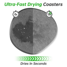 NiHome 6-Pack Natural Diatomaceous Earth Coasters with Holder for Coffee Cups, Wine Glasses & More, Highly Absorbent Quick-Drying with Scratch-Proof Pads, 3 Decorative Shapes Eco-Friendly Home Decor