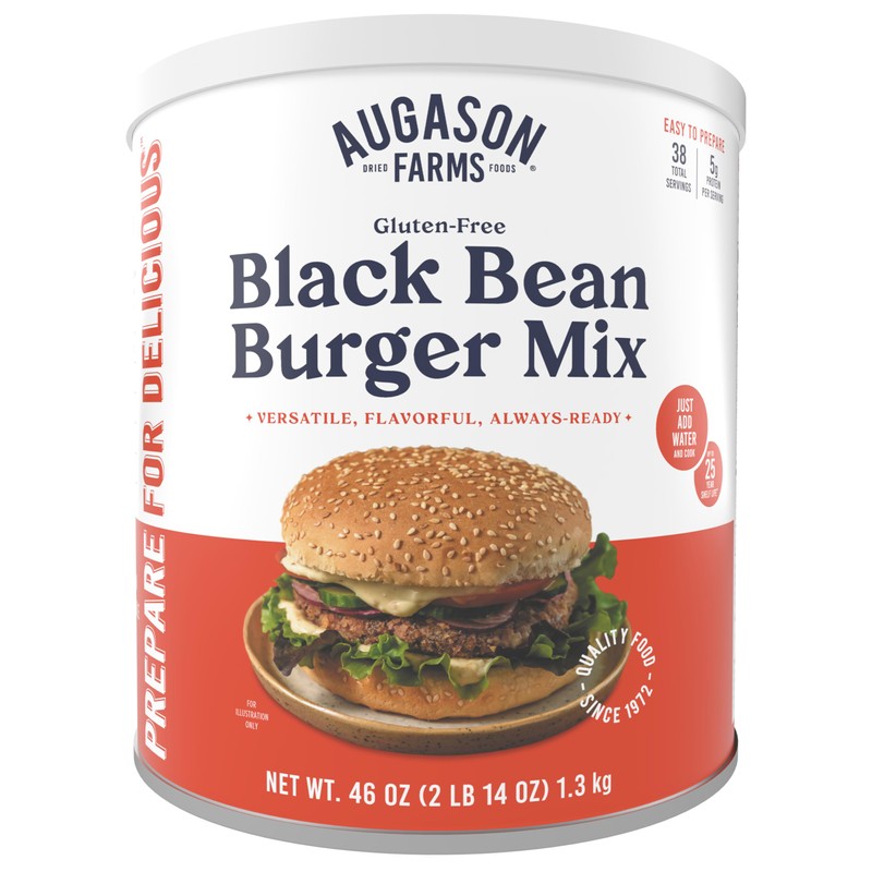 Augason Farms Black Bean Burger Mix Can, Certified Gluten Free,