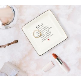 WODMIS Gigi Gifts Ceramic Jewelry Tray Dish, Grandma Mimi Gifts, Gift for Nana from Granddaughter Grandson, Mothers Day Birthday Gifts for Grandma Grandmother Nana Jewelry Plate Ring Trinket Dish