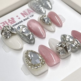 Yuri Yeori Full Stone Handmade Nail Tips - I want to change (please contact us for consultation) / 여리여리 풀스톤 수제네일팁 - 변경 원해요(문의로 상담 부탁드려요)